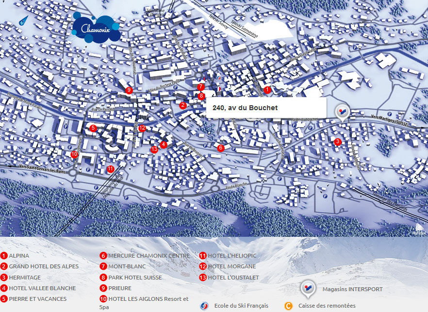 Plan d'accès Intersport Chamonix Centre Vallée